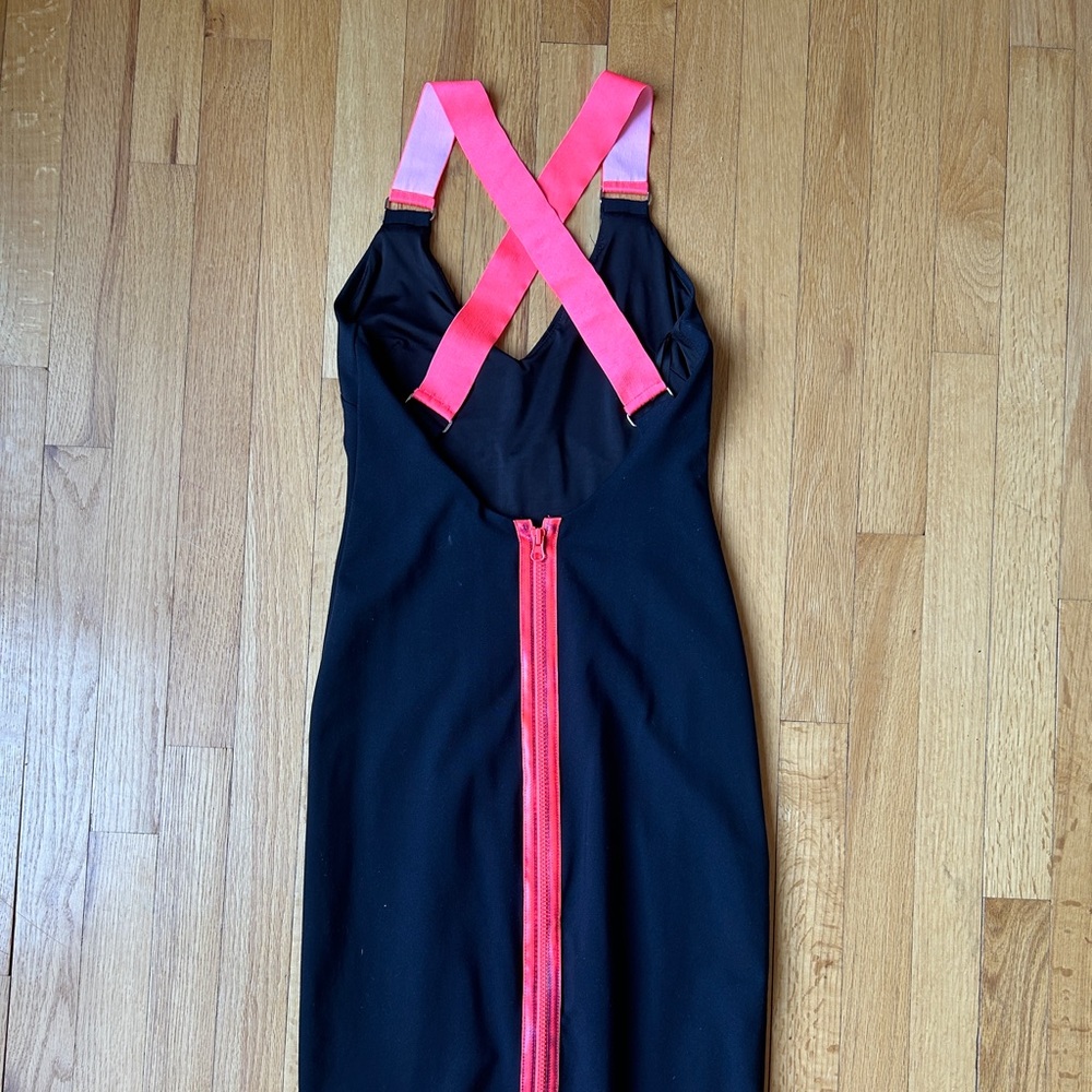 Bebe fitted black and pink dress